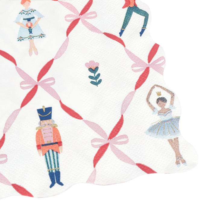 Pink and Red Bow Nutcracker Ballet Dinner Napkins