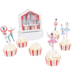 Red and white Nutcracker cupcake toppers set with ballet theme from Parte Haus party supply store in Bethesda MD