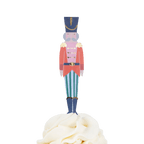 Red and blue nutcracker cupcake topper Christmas theme from Parte Haus party supply store in Bethesda MD