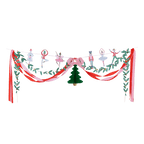Red and green Nutcracker garland with ballerinas and Christmas tree decor from Parte Haus party supply store in Bethesda MD