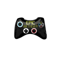 Black jumbo game controller foil balloon with EPIC BIRTHDAY text gaming birthday theme from Parte Haus party supply store in Bethesda Maryland