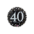 Black and gold jumbo number 40 round birthday balloon with stars from Parte Haus party supply store in Bethesda MD