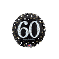 Black jumbo birthday 60 balloon with star details for birthday from Parte Haus party supply store in Bethesda MD