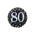 Black and gold jumbo 80 foil balloon with stars for 80th birthday from Parte Haus party supply store in Bethesda MD