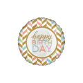 pastel celebration jumbo foil balloon with gold chevron happy birthday from Parte Haus party supply store in Bethesda MD
