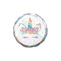 iridescent holographic unicorn foil balloon with rainbow horn birthday theme from Parte Haus party supply store in Bethesda MD