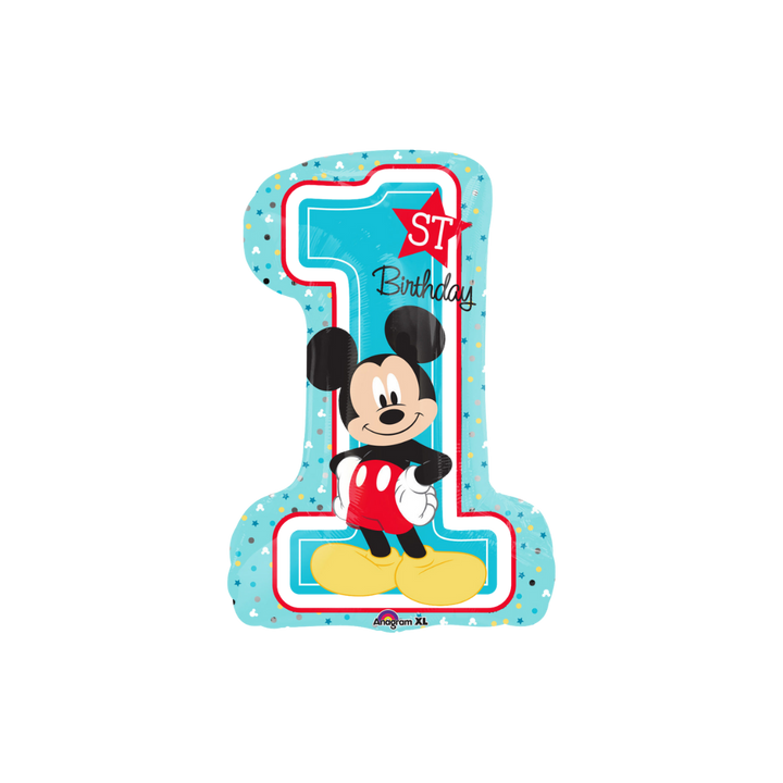 Blue Mickey 1st Birthday Foil Balloon, 28in