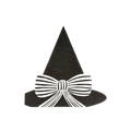 Black witch hat napkin with white striped bow Halloween from Parte Haus party supply store in Bethesda MD.