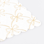 White and gold bow scalloped edge napkin elegant celebration from Parte Haus party supply store in Bethesda MD