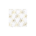 White and gold bow napkin with scalloped edges elegant table decor for birthday celebration from Parte Haus party supply store in Bethesda MD