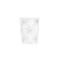 White and gold paper cup with bow design elegant party from Parte Haus party supply store in Bethesda MD