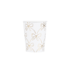 White and gold paper cup with bow design elegant party from Parte Haus party supply store in Bethesda MD