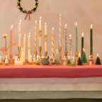 Gold white and green candle centerpiece Christmas decor from Parte Haus party supply store in Bethesda MD