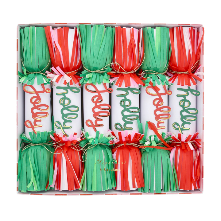 Red and Green Jolly Holly Fringe Crackers