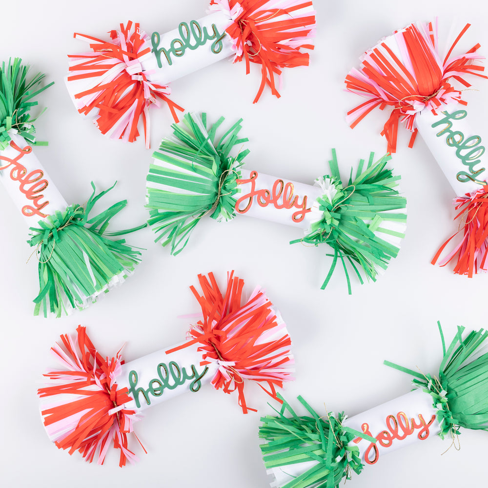 Red and Green Jolly Holly Fringe Crackers