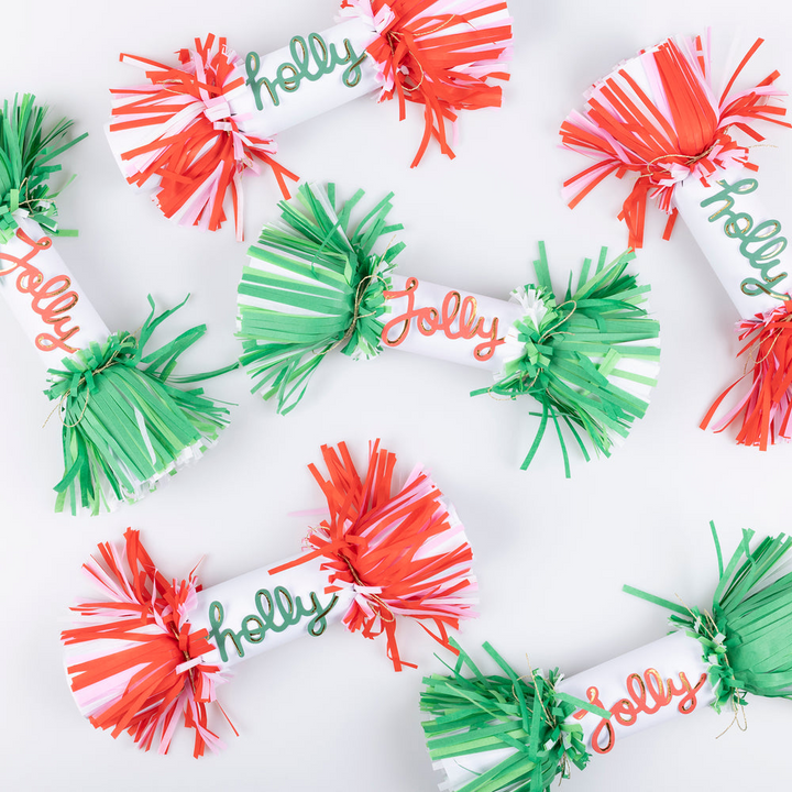 Red and Green Jolly Holly Fringe Crackers
