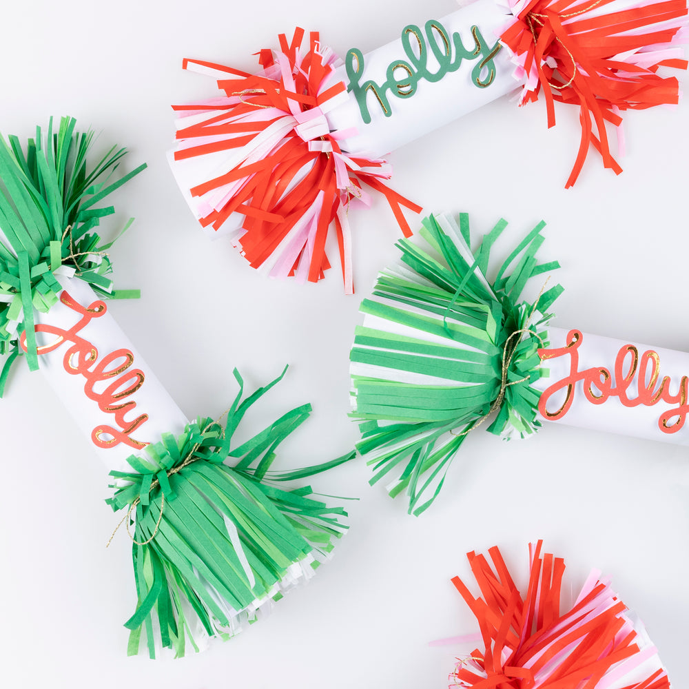 Red and Green Jolly Holly Fringe Crackers