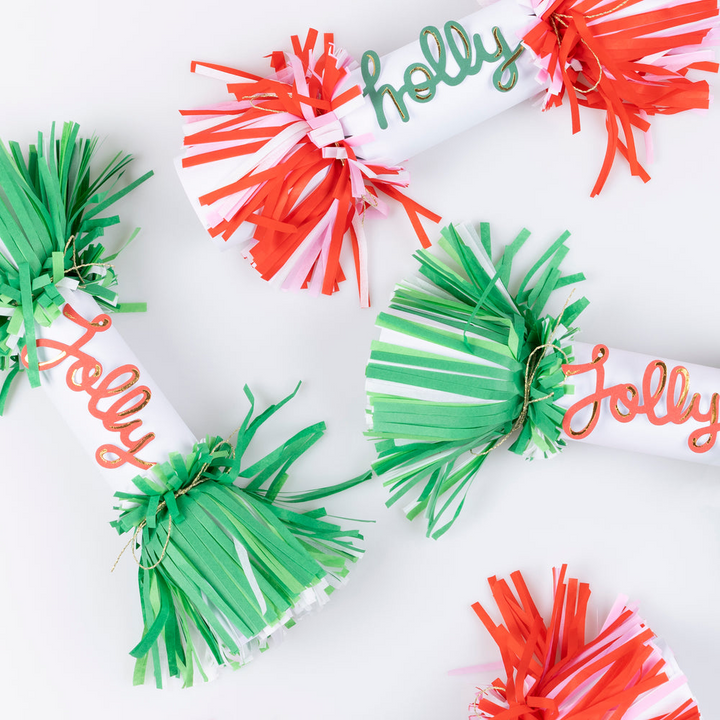 Red and Green Jolly Holly Fringe Crackers