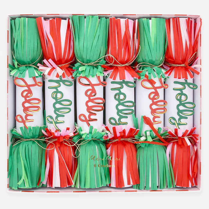 Red and Green Jolly Holly Fringe Crackers