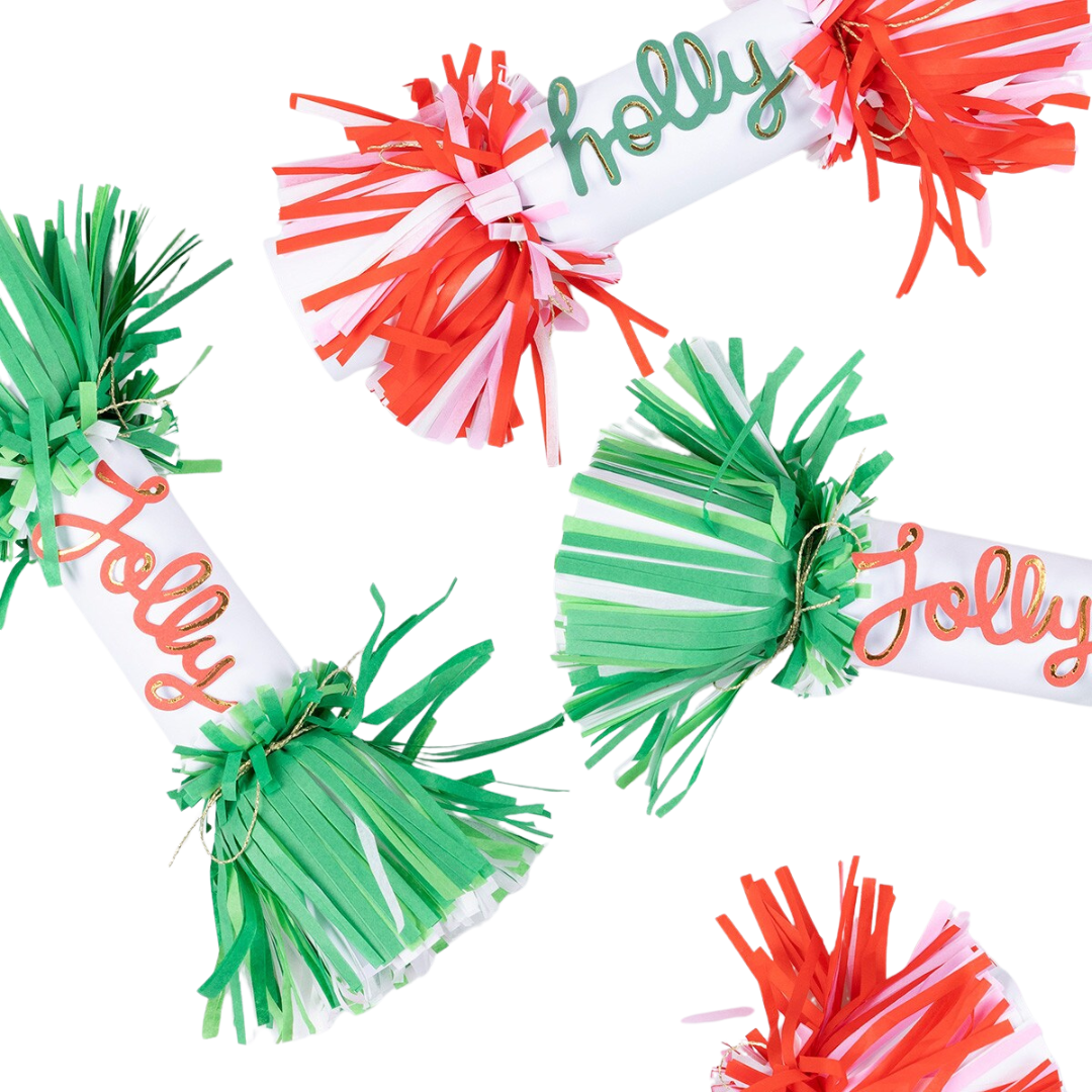 Red and Green Jolly Holly Fringe Crackers