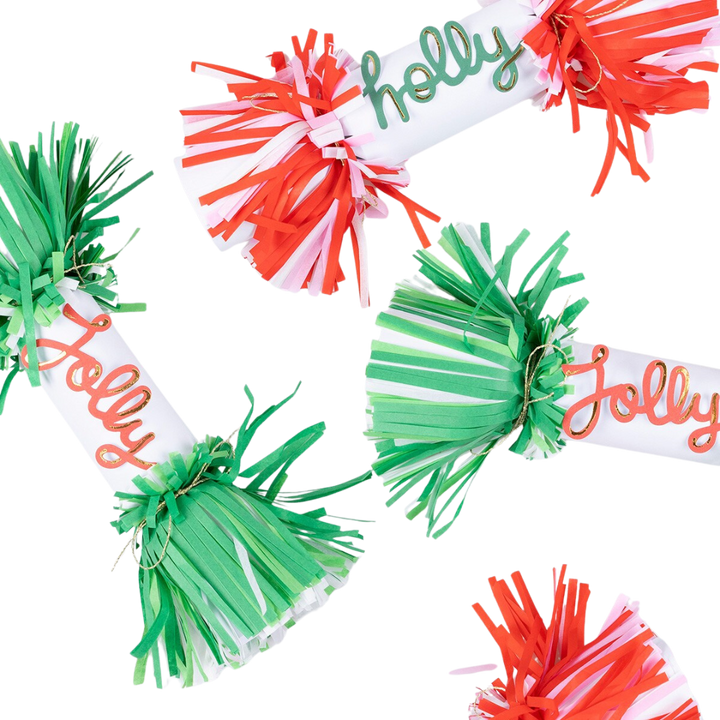 Red and Green Jolly Holly Fringe Crackers