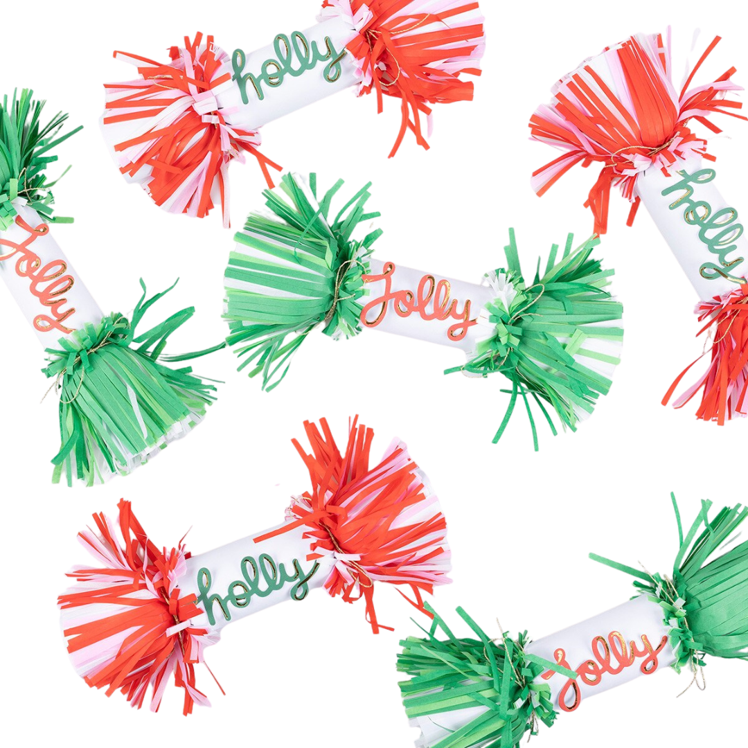 Red and Green Jolly Holly Fringe Crackers