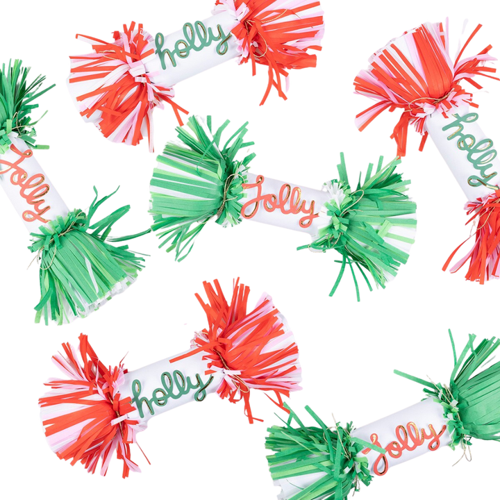 Red and Green Jolly Holly Fringe Crackers