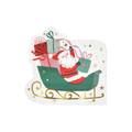 Green and red Santa napkin with gifts Christmas theme from Parte Haus party supply store in Bethesda Maryland