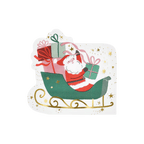Green and red Santa napkin with gifts Christmas theme from Parte Haus party supply store in Bethesda Maryland