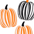 Orange and black striped pumpkin foil balloons Halloween decor from Parte Haus party supply store in Bethesda Maryland