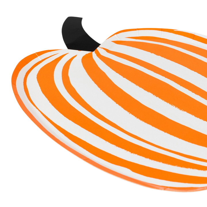 Orange and Black Stripe Pumpkin Dinner Plates
