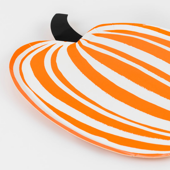 Orange and Black Stripe Pumpkin Dinner Plates