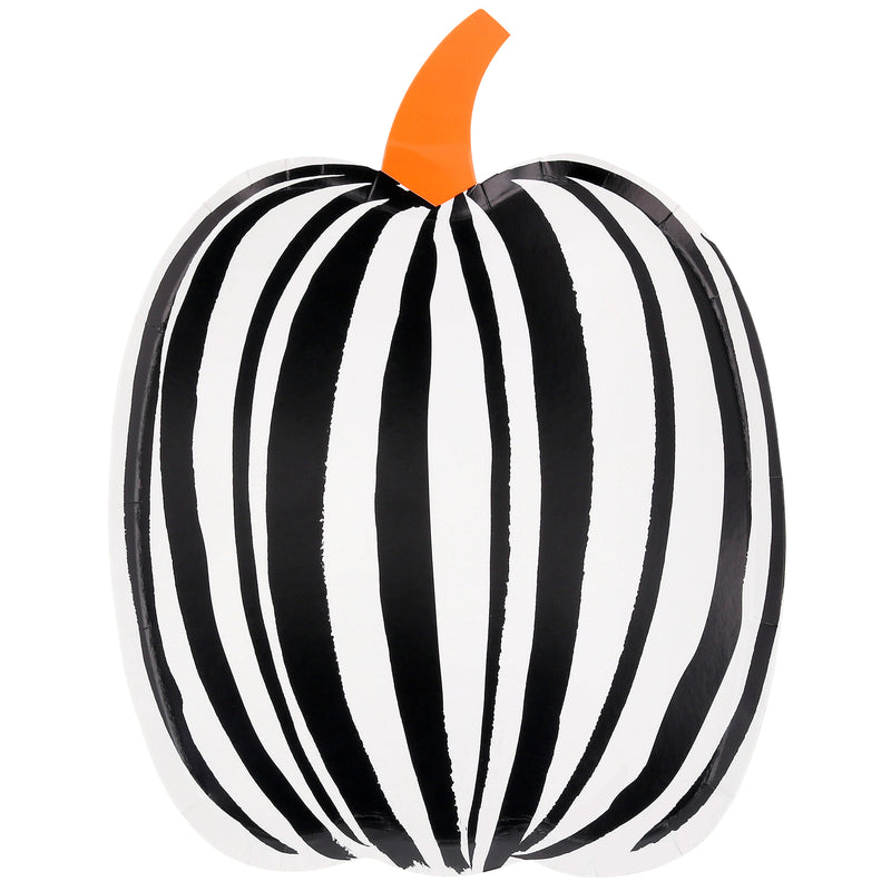 Orange and Black Stripe Pumpkin Dinner Plates