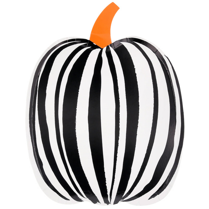 Orange and Black Stripe Pumpkin Dinner Plates