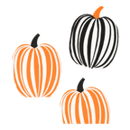 Orange and black striped pumpkin shaped decor Halloween theme from Parte Haus party supply store in Bethesda Maryland