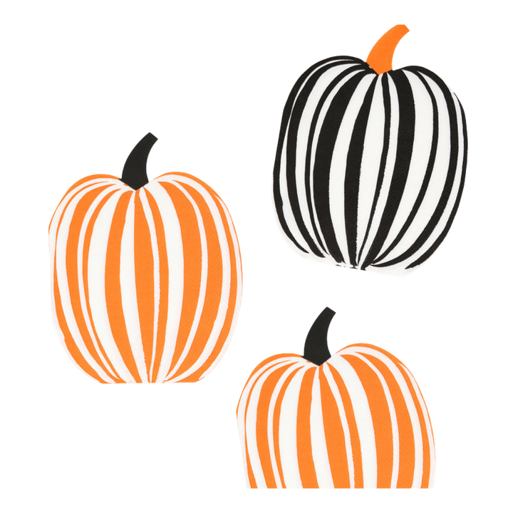 Orange and Black Stripe Pumpkin Cocktail Napkins