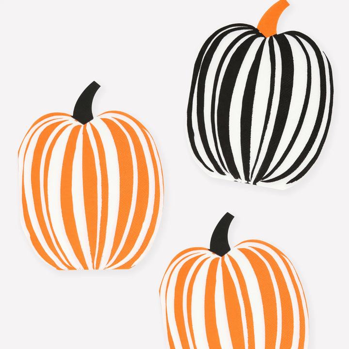 Orange and Black Stripe Pumpkin Cocktail Napkins