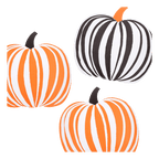 Orange and black striped pumpkin shaped plates Halloween theme from Parte Haus party supply store in Bethesda MD