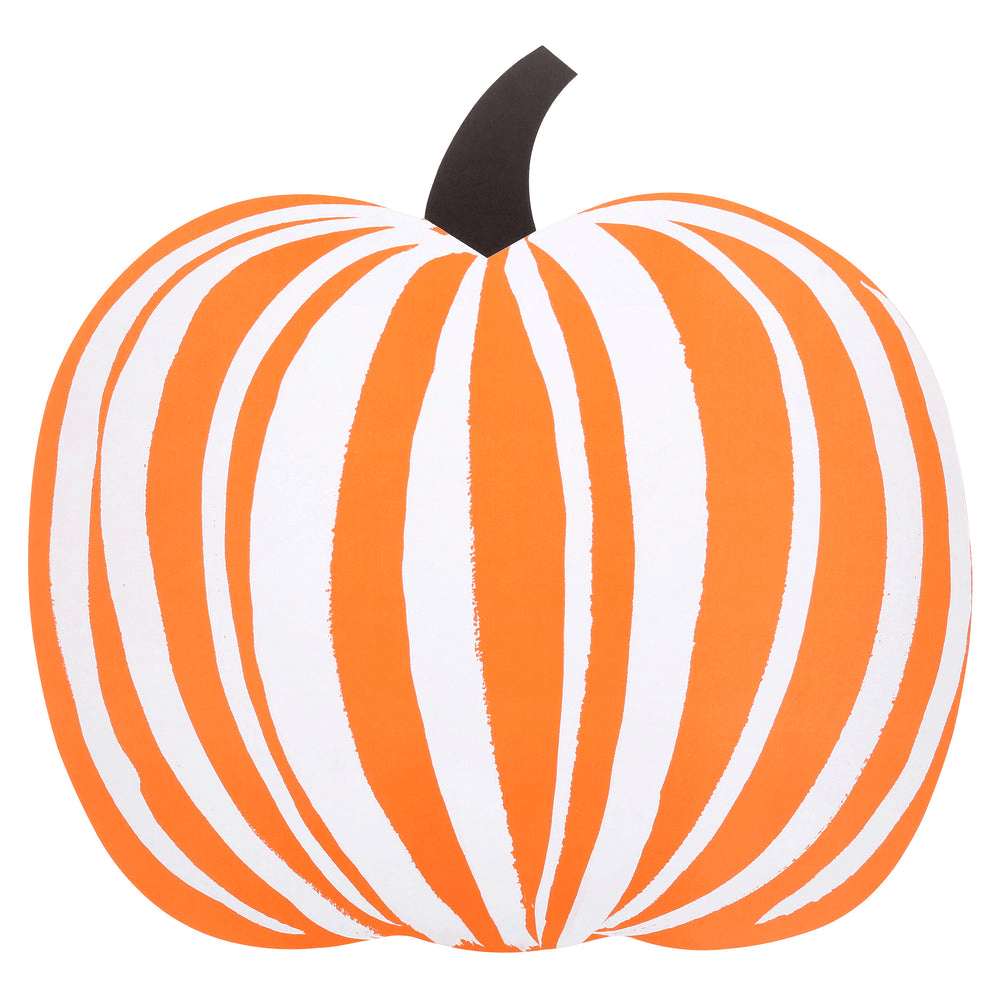 Orange and white pumpkin shaped decoration for Halloween from Parte Haus party supply store in Bethesda MD
