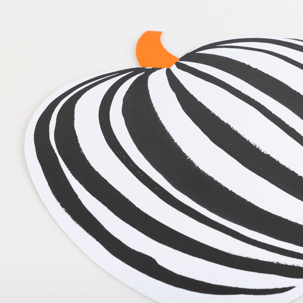 Orange and Black Stripe Pumpkin Paper Placemats - 12 ct