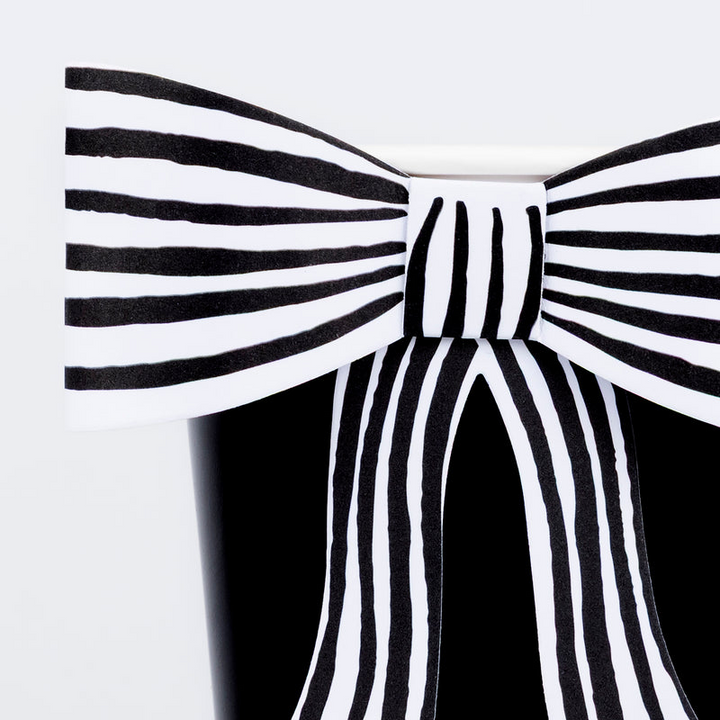 Black & White Stripy Bow Cups