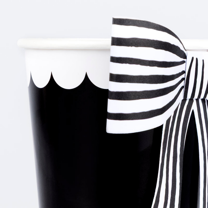 Black & White Stripy Bow Cups