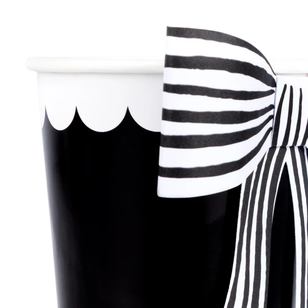 Black & White Stripy Bow Cups