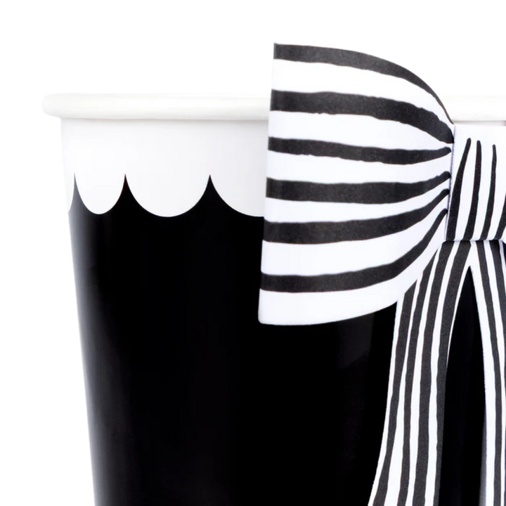 Black & White Stripy Bow Cups