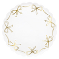white and gold scalloped plate with bow design birthday or celebration from Parte Haus party supply store in Bethesda MD