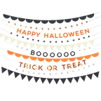 Orange black and white Halloween garland with stars from Parte Haus party supply store in Bethesda Maryland