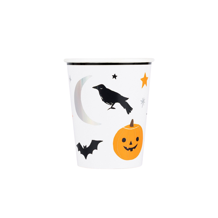 White with Black and Silver Halloween Cups