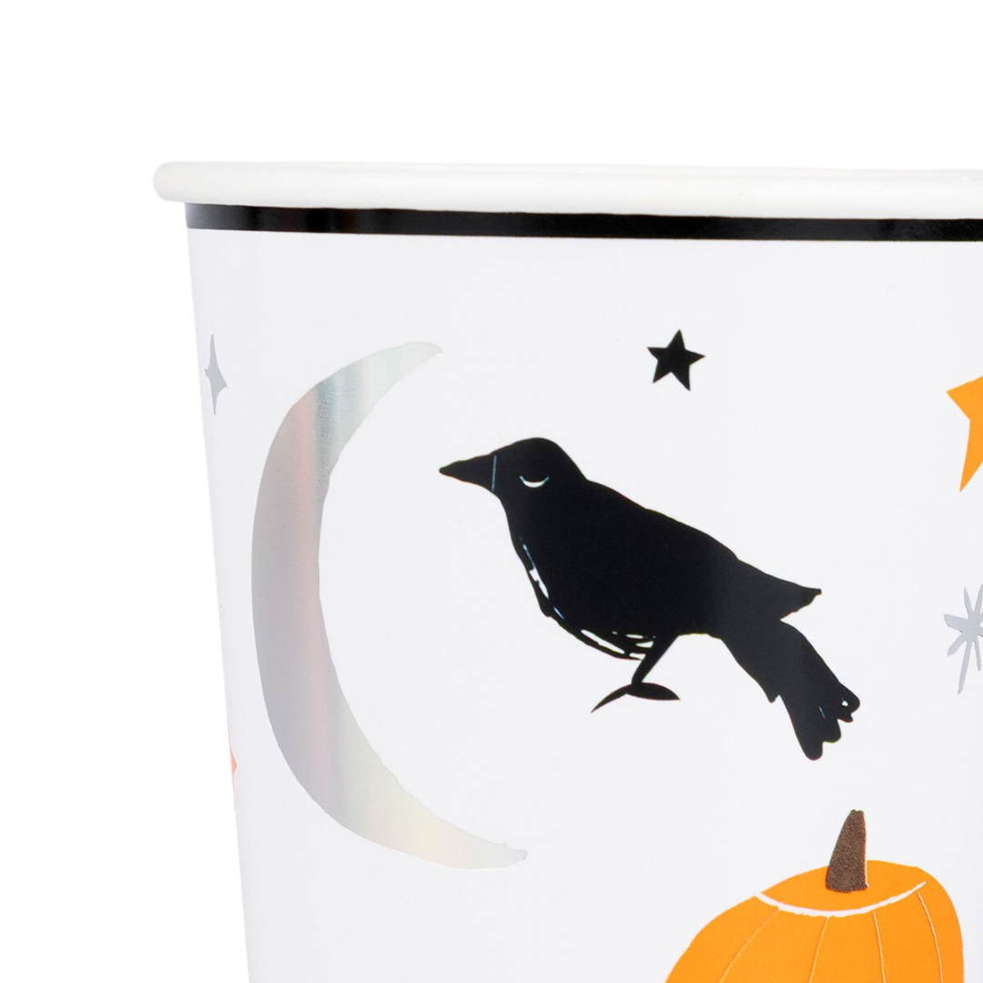 White with Black and Silver Halloween Cups