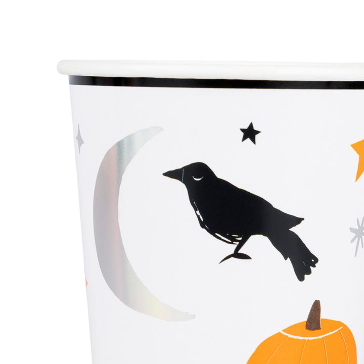 White with Black and Silver Halloween Cups