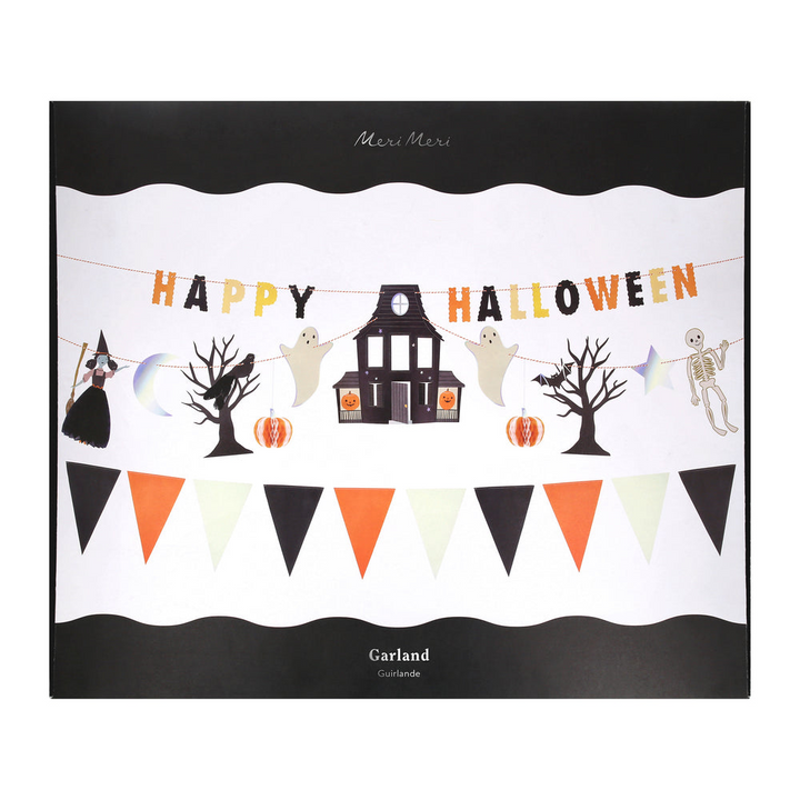 Black, White and Orange Happy Halloween Garland Set